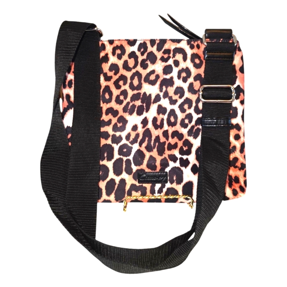 Carlos Leopard Print Microfiber Large Crossbody Bag